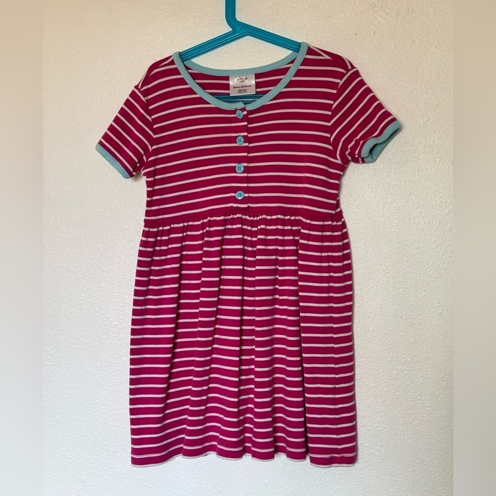 Hannah Anderson pink and white stripper dress with blue accents size 6/7